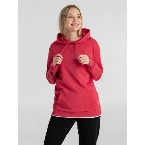 Толстовка с капюшоном унисекс Hoodie, красный меланж