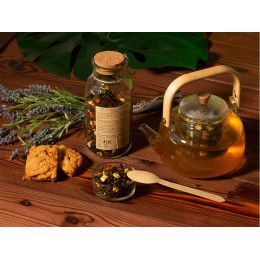 Чай зеленый, с соком ананаса и кусочками яблока/облепихи