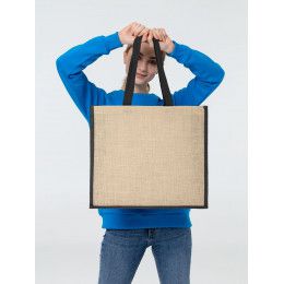 Холщовая сумка для покупок Bagari с черной отделкой