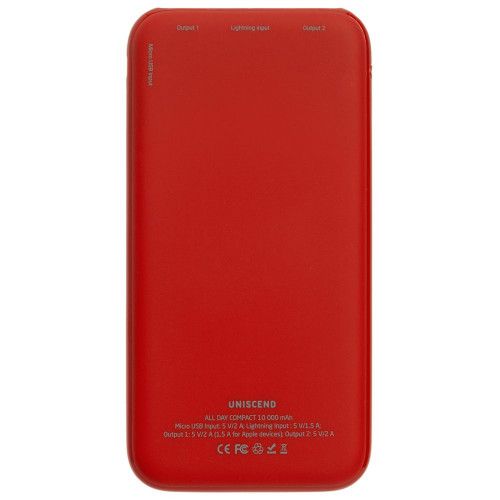 Внешний аккумулятор Uniscend All Day Compact 10000 мАч, красный